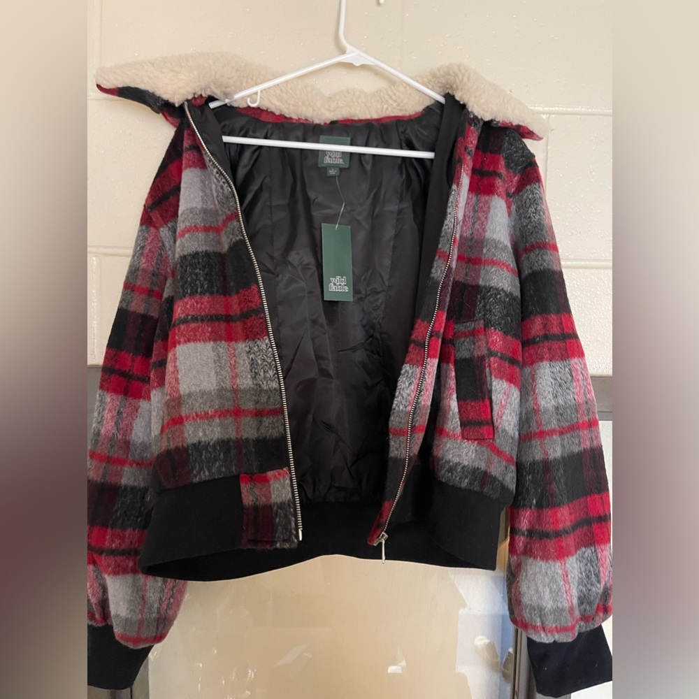 Wild Fable Plaid Bomber Jacket